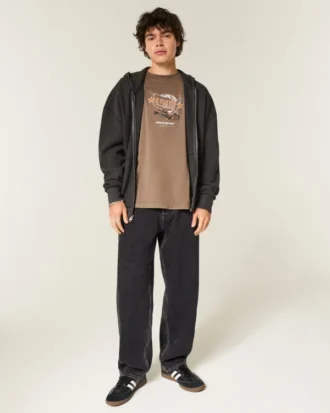 Vaqueros holgados con costuras en negro lavado