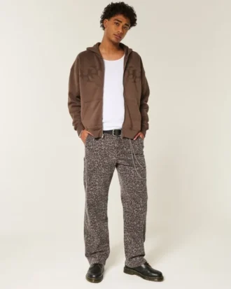 Vaqueros holgados con estampado de leopardo