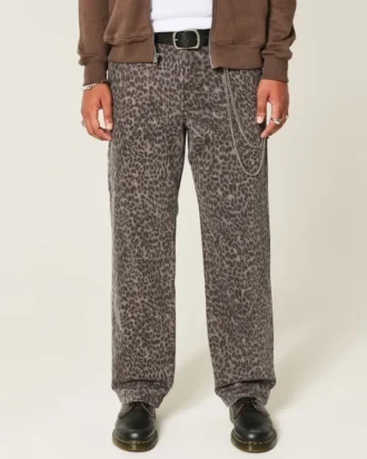 Vaqueros holgados con estampado de leopardo