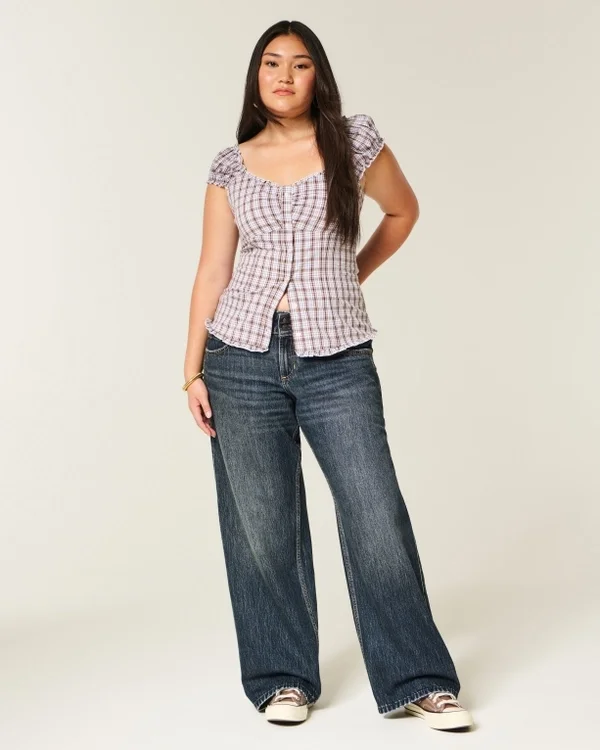 Vaqueros holgados de talle bajo Y2K en lavado oscuro Vaqueros holgados de talle bajo Y2K en lavado oscuro