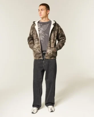 Vaqueros holgados Dodge Hellcat con estampado en negro lavado Vaqueros holgados Dodge Hellcat con estampado en negro lavado