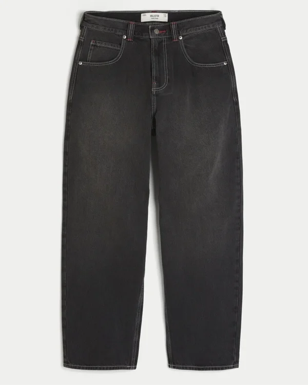 Vaqueros holgados skater con bordado «Good Luck» en negro lavado Vaqueros holgados skater con bordado «Good Luck» en negro lavado