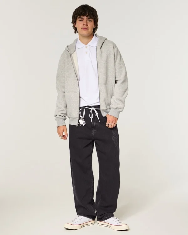 Vaqueros holgados skater con estampado de dragón negro lavado Vaqueros holgados skater con estampado de dragón negro lavado