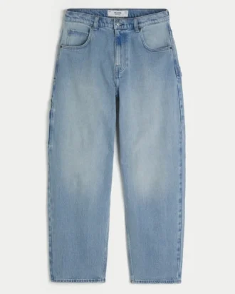 Vaqueros holgados tipo skater con bolsillo trasero bordado y lavado claro Vaqueros holgados tipo skater con bolsillo trasero bordado y lavado claro