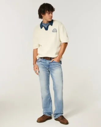 Vaqueros rectos con lavado medio desgastado Y2K