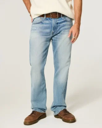 Vaqueros rectos con lavado medio desgastado Y2K