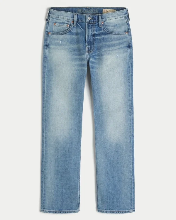 Vaqueros rectos con lavado medio desgastado Y2K Vaqueros rectos con lavado medio desgastado Y2K