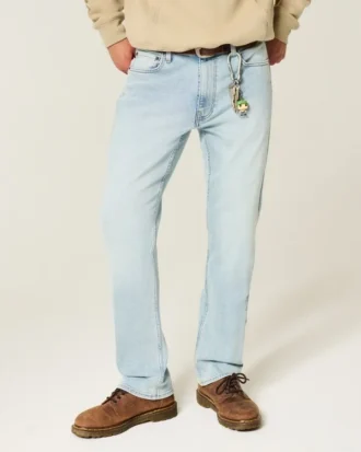 Vaqueros rectos slim de lavado claro