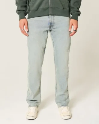 Vaqueros rectos slim de lavado claro
