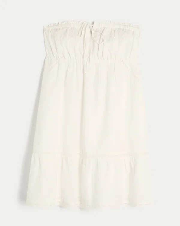 Vestido babydoll bordado sin tirantes Vestido babydoll bordado sin tirantes