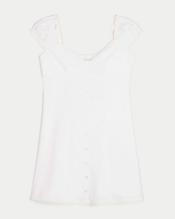 Vestido camisero con mangas casquillo Vestido camisero con mangas casquillo