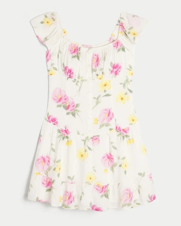 Vestido con falda pantalón y mangas con volantes Vestido con falda pantalón y mangas con volantes