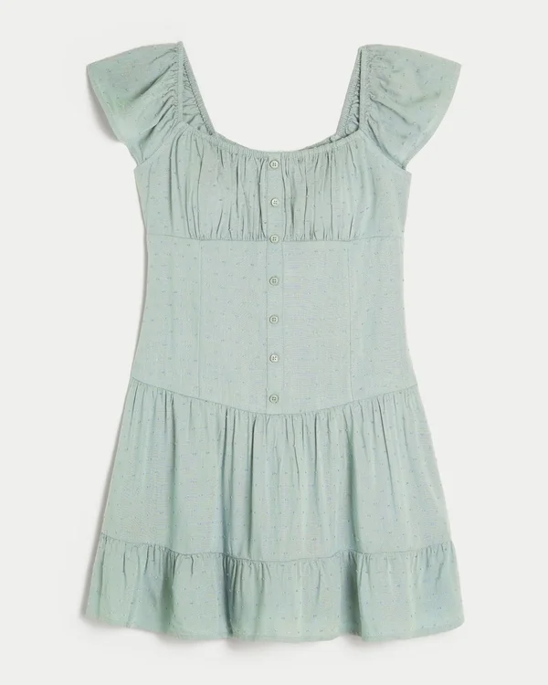 Vestido con falda pantalón y mangas con volantes Vestido con falda pantalón y mangas con volantes