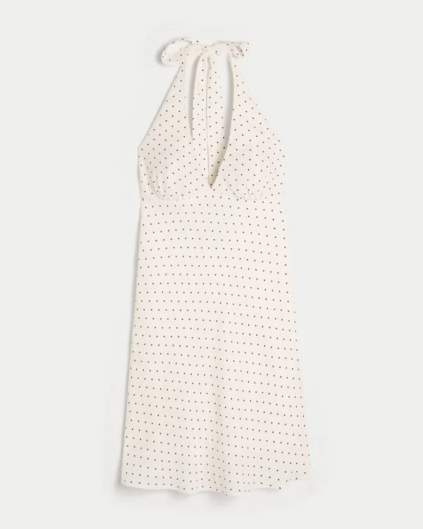 Vestido halter de crepé con espalda abierta Vestido halter de crepé con espalda abierta