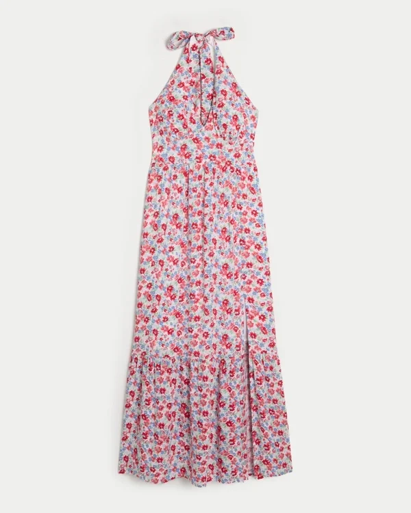 Vestido largo con cuello halter Vestido largo con cuello halter