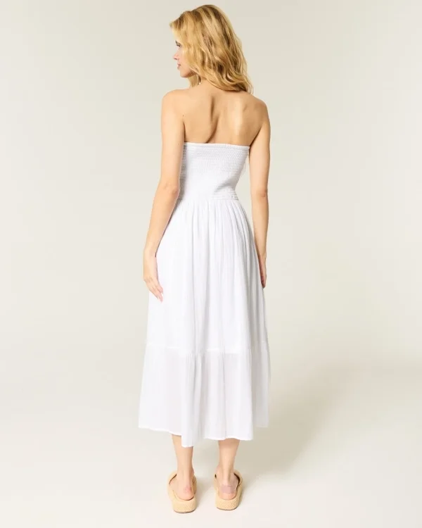 Vestido largo sin tirantes con bordados Vestido largo sin tirantes con bordados