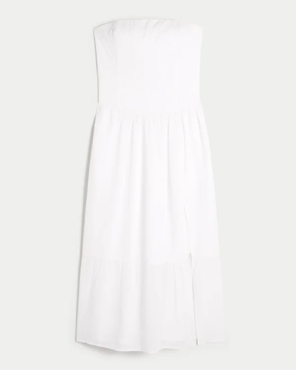 Vestido largo sin tirantes con bordados Vestido largo sin tirantes con bordados