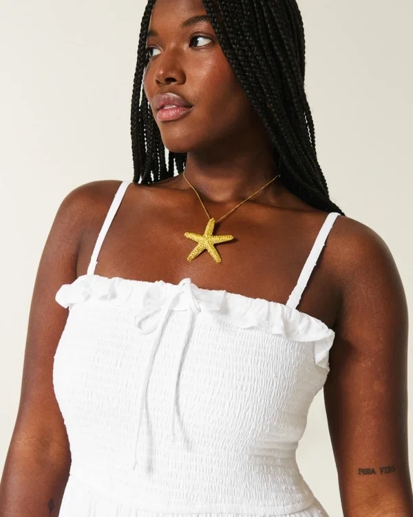 Vestido largo sin tirantes con fruncidos Vestido largo sin tirantes con fruncidos