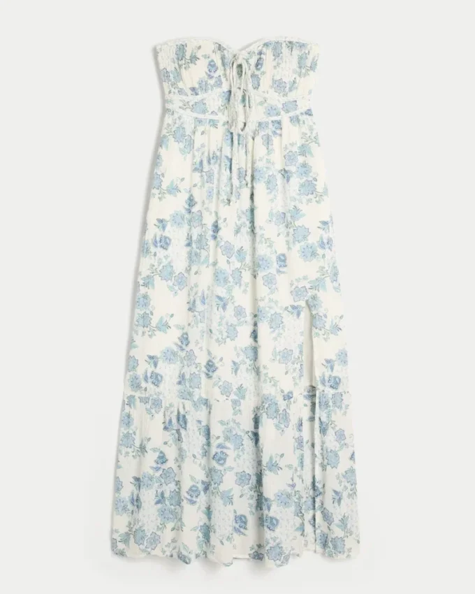 Vestido largo sin tirantes con trenzado Vestido largo sin tirantes con trenzado