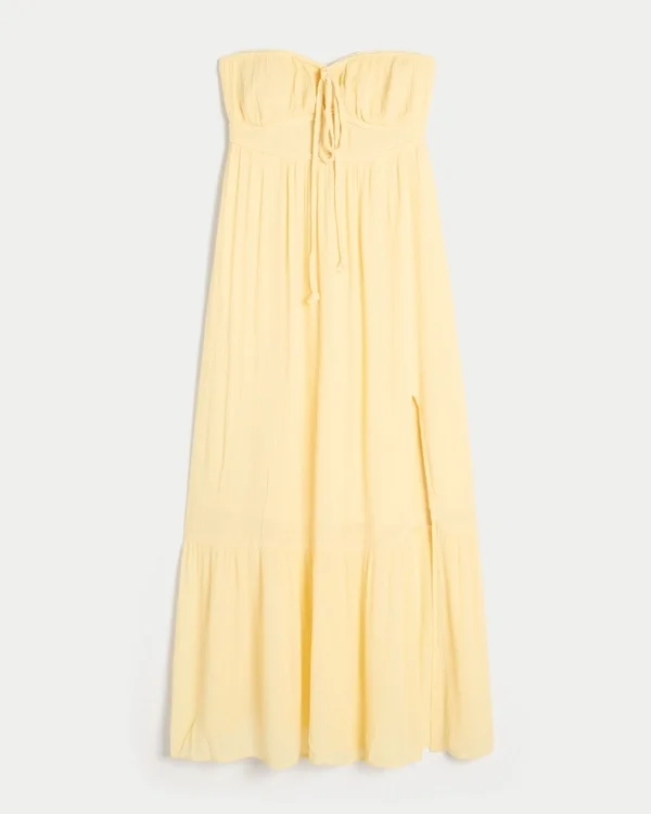 Vestido largo sin tirantes con trenzado Vestido largo sin tirantes con trenzado