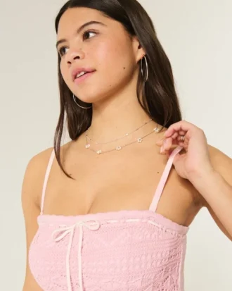 Vestido largo sin tirantes estilo crochet