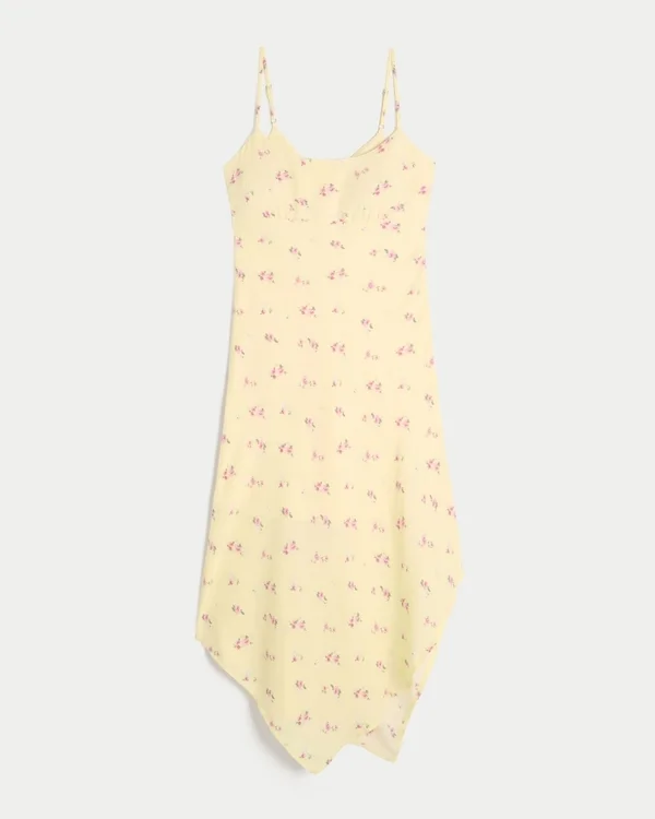 Vestido midi con dobladillo asimétrico Vestido midi con dobladillo asimétrico