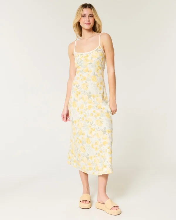 Vestido midi con espalda abierta y mezcla de lino Vestido midi con espalda abierta y mezcla de lino